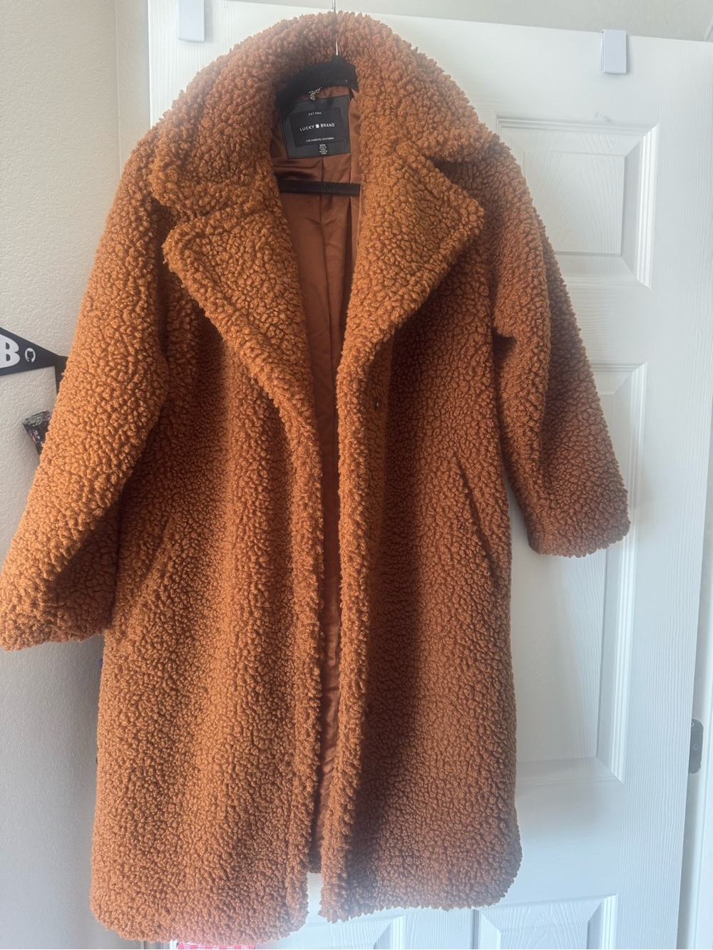 Lucky Brand Rust Brown Teddy Faux-Shearling Coat